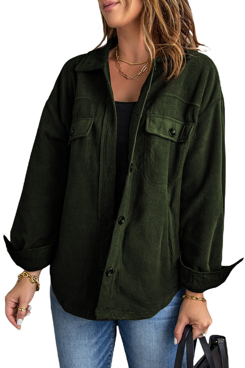 Turn Down Collar Buttoned Shirt Jacket